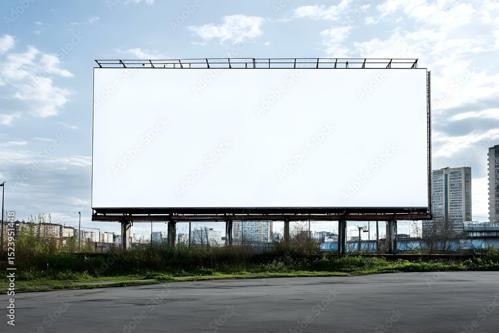 Obraz premium Enormous Empty Blank Billboard Used for High-Visibility Advertising in Urban Commercial Spaces