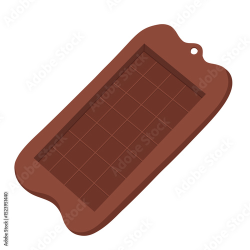 Vector illustration of a chocolate mold with rectangular cavities. Hand drawn baking object. Use for dessert packaging, kitchen visuals, product design, recipe books, branding or stickers