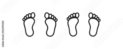 Simple outline of four baby footprints in black on white background.