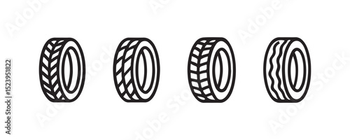 Four different tire patterns: variety in tread design for diverse conditions.