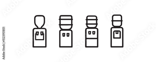 Minimalist line icons of medical professionals in scrubs and uniform.