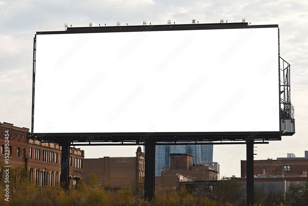 Obraz premium Blank Billboard Advertising Hoarding for High-Visibility Urban Branding and Promotional Display