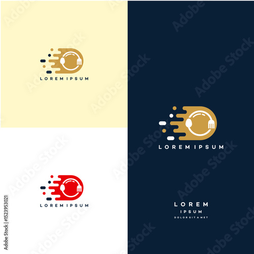 Fast Food Delivery logo designs concept vector, Food Iconic logo