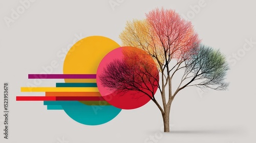 Strategic growth visualization colorful arrows and tree branches as a metaphor for innovation digital art modern environment