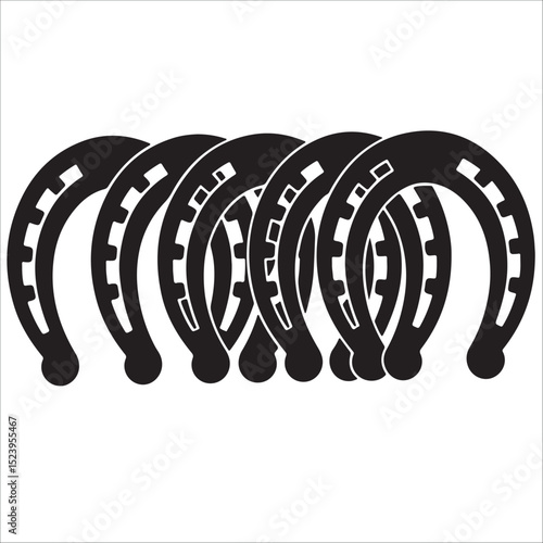 Vector silhouette of five horseshoes symbolizing luck