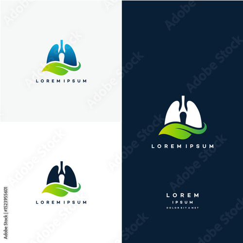Lung care logo designs vector, Eco Lungs logo concept vector, Lungs Health logo template
