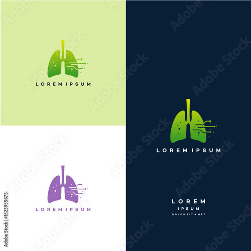 Digital Lungs, Pixel Lungs logo designs concept, design concept, logo, logotype element for template