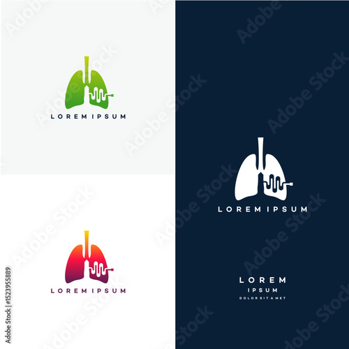Health Lungs logo vector, Lungs Pulse logo designs, design concept, logo, logotype element for template