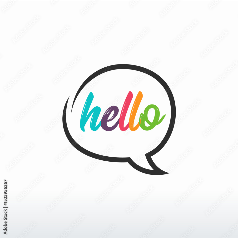 Fototapeta premium Hello simple greeting letter vector, Speech bubble with hello quote. Hand drawn lettering. Modern brush calligraphy. Vector