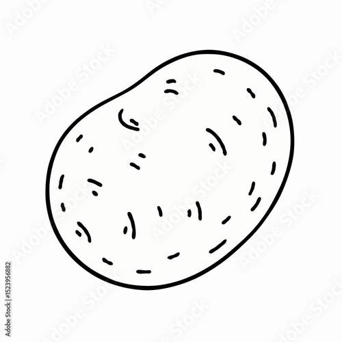 Simple line drawing of a potato with textured surface  