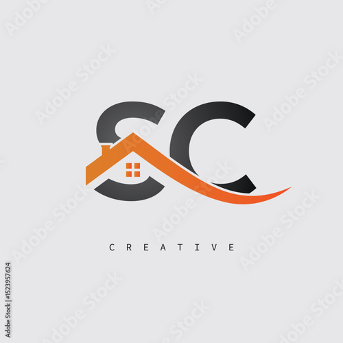 SC Real Estate Creative Logo – Minimalist House Roof Monogram for Property, Realtor & Construction Branding	
