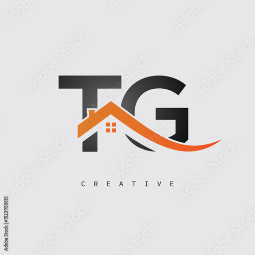 TG Real Estate Creative Logo – Minimalist House Roof Monogram for Property, Realtor & Construction Branding	
