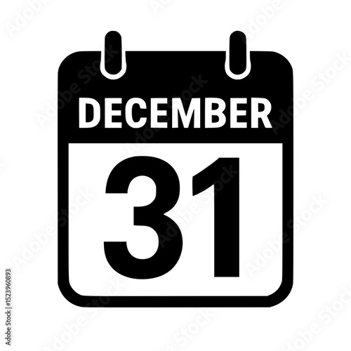 Calendar page showing December 31 in black and white design  
