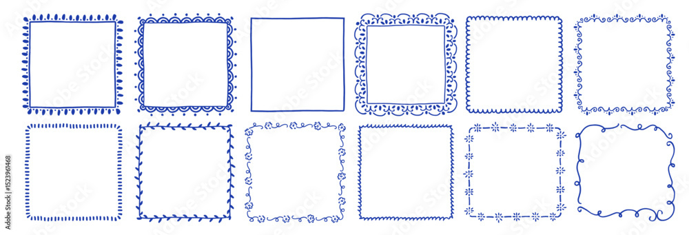 Set of line frames with wavy, curly edges. Ornaments, patterns. Doodle, cute retro borders. Design for card, invitation, cover, packaging. La dolce vita style. Set of line frames with wavy, curly edges. Ornaments, patterns. Doodle, cute retro borders. Design for card, invitation, cover, packaging. La dolce vita style.