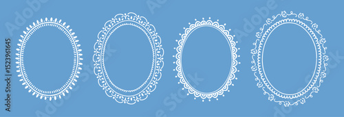 Set of line frames with wavy, curly edges. Ornaments, patterns. Doodle, cute retro borders. Design for card, invitation, cover, packaging. La dolce vita style.