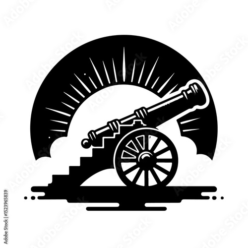 Ancient cannon silhouette 
