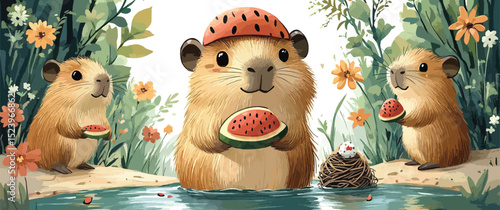 Guinea Pigs with Juicy Fruit Bowls