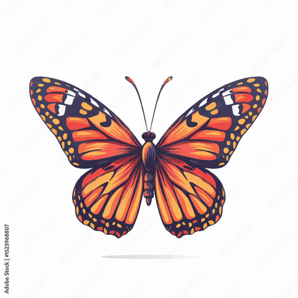 Fototapeta premium Cute Butterfly Vector Illustration in Simple Line Art Style