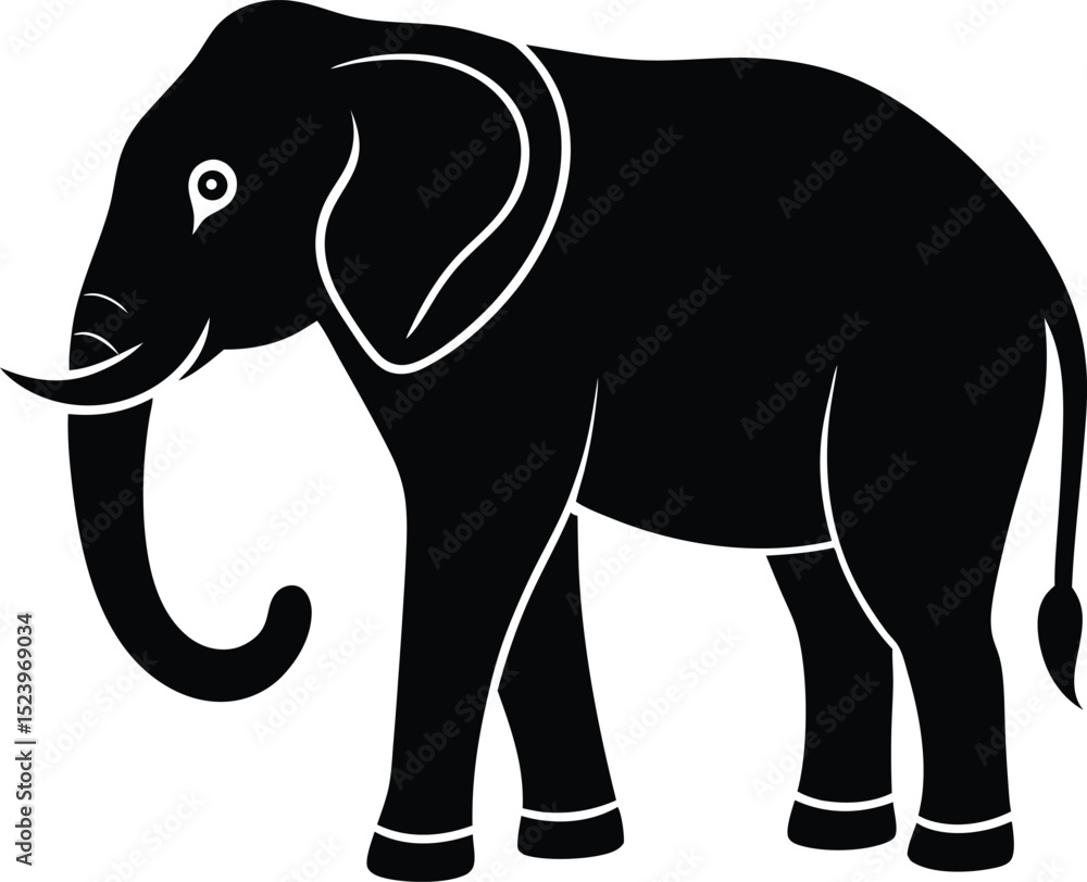 Fototapeta premium Traditional Indian Elephant Silhouette Vector in Side Profile