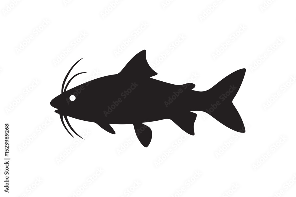 Fototapeta premium Yellowtail Catfish silhouette on white background.01