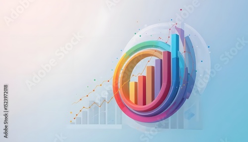 Abstract Business Growth Chart with Colorful Rings and Line Graph