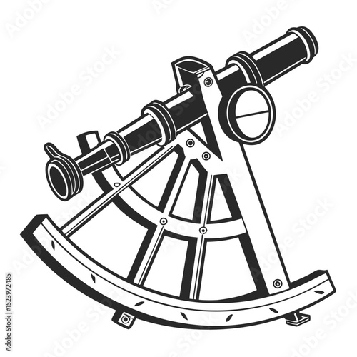 Vintage nautical sextant illustration