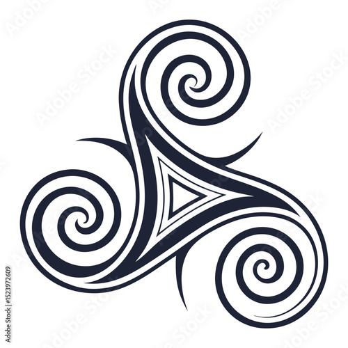 Abstract triskele spiral celtic knot design
