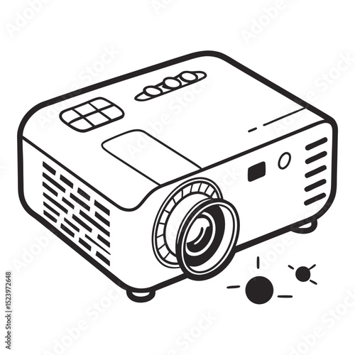 Line art illustration of a modern video projector