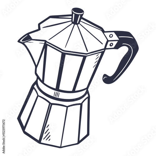 Hand drawn illustration of a moka pot coffee maker