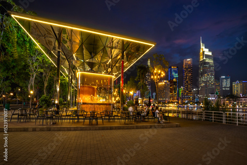 Sunset in Saigon center, Ho Chi Minh city, Vietnam. Photo taken on january 2025.