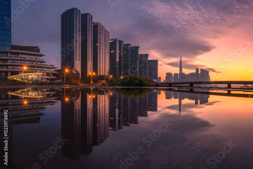 Sunset in Saigon center, Ho Chi Minh city, Vietnam. Photo taken on january 2025.