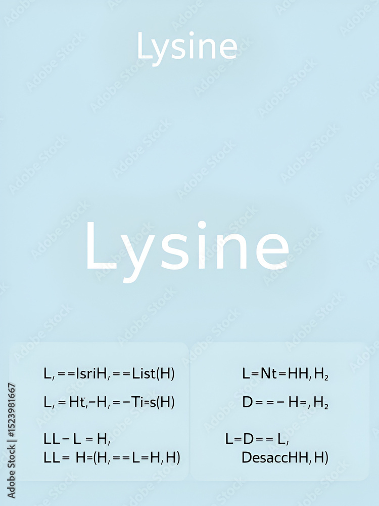 Fototapeta premium Lysine. Stylized structural formulas. Display of the unspecific-, L- and D-Enantiomer formulas.