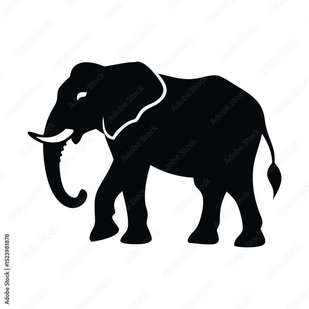 Fototapeta premium elephant black vector silhouette
