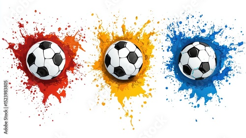 Soccer Balls Paint Splatter.
