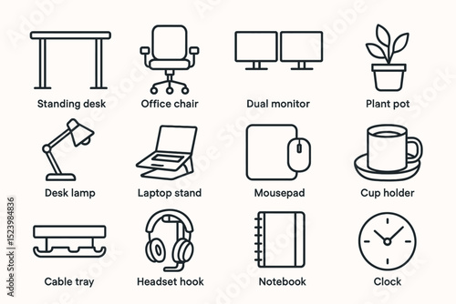 Office essentials: standing desk, dual monitors, and more for a productive workspace