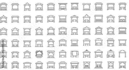 Collection of Gazebo Line Art Varied Designs and Architectural Styles