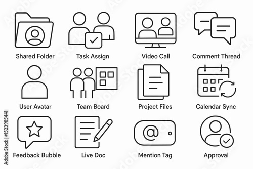 Icons representing digital collaboration and communication tools