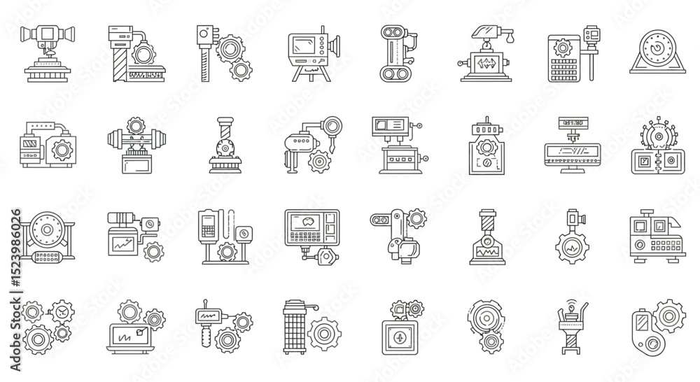 Intricate line art depicting various industrial machines and equipment designs Intricate line art depicting various industrial machines and equipment designs