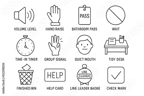 Classroom visual cues for students and teachers: icons for communication and organization