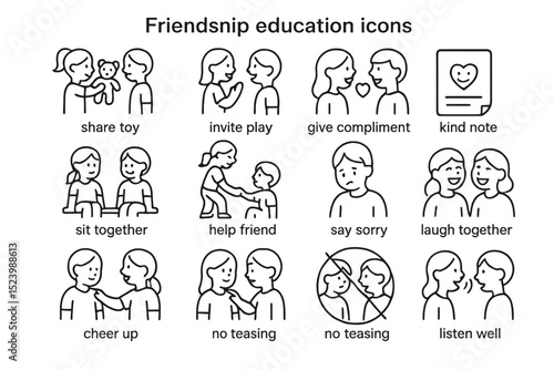 Friendship education icons: encouraging positive social interactions for children