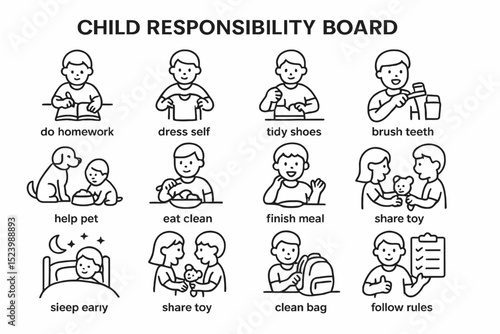 Child responsibility board: encouraging good habits in daily routine for young kids