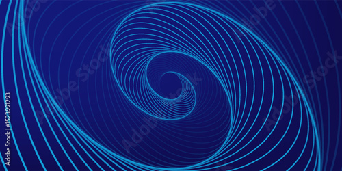 Abstract blue background with glowing curved lines. Shiny blue swirl curve lines design. Spiral lines. Geometric oval pattern. Futuristic technology concept