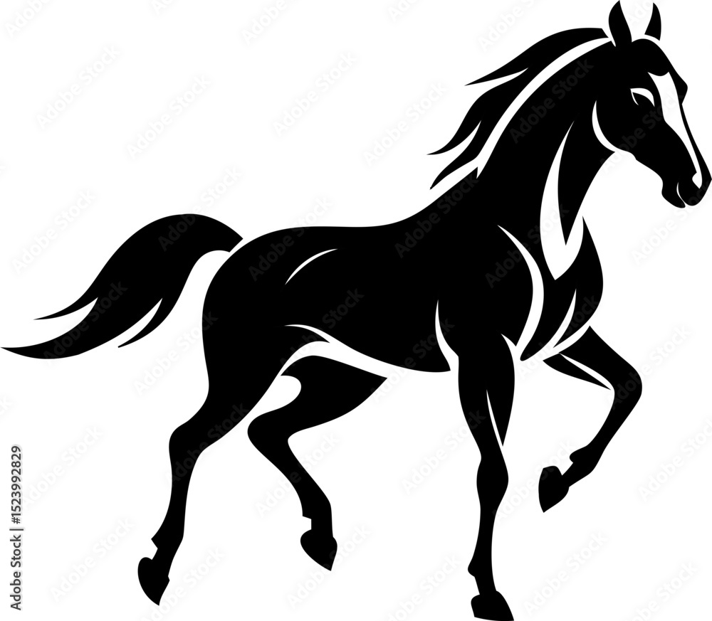 horse vector icon in motion, elegant equestrian silhouette design horse vector icon in motion, elegant equestrian silhouette design