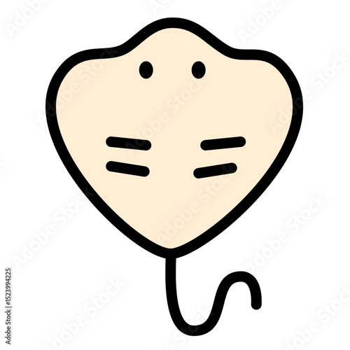Stingray fish icon illustration. Cute flatfish vector illustration.