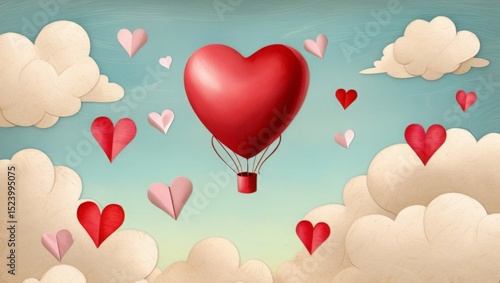 hearts on sky background, design