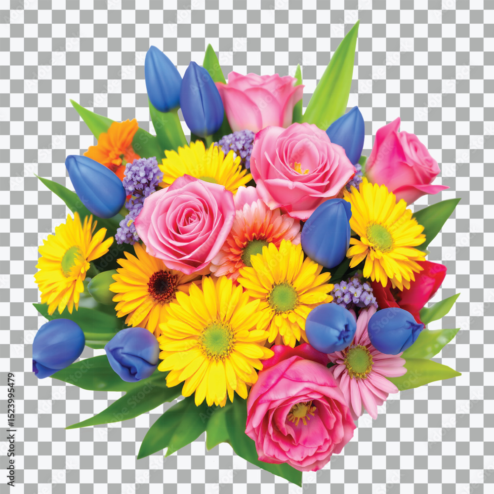 Vibrant Bouquet of Roses, Gerberas, and Tulips Vibrant Bouquet of Roses, Gerberas, and Tulips