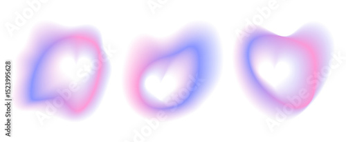 Pink and purple aura heart gradient frame. Abstract element with ombre effect for aesthetic Valentine design. Modern love paint pack for decoration. Minimal hologram fluid halo vector with neon brush