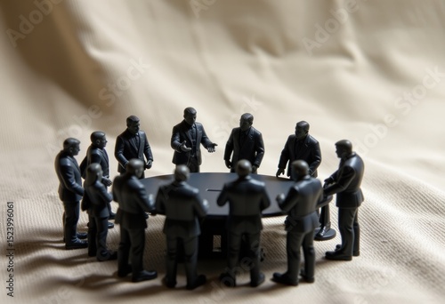 Wallpaper Mural Black figurines in business suits gathered around a round table
 Torontodigital.ca