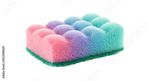 Wrinkled cleaning sponge colorful cleaning sponge for kitchen and bathroom cleaning supplies household item for dishwashing and surface scrub on a transparent background