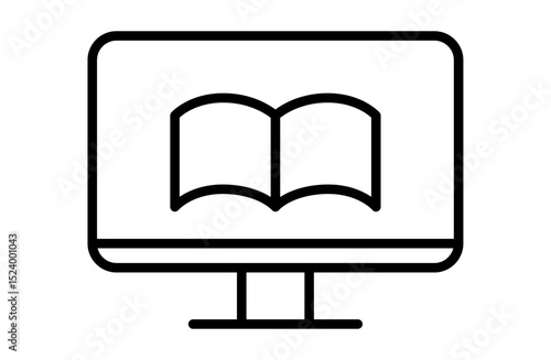パソコンで電子書籍を読む画面のベクターイラストアイコン